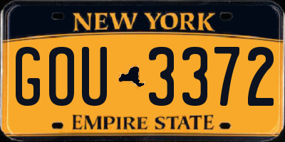 NY license plate GOU3372