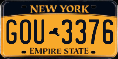 NY license plate GOU3376