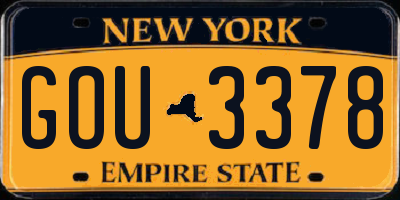 NY license plate GOU3378