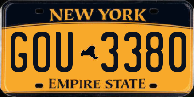 NY license plate GOU3380