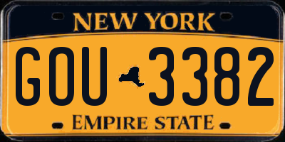 NY license plate GOU3382