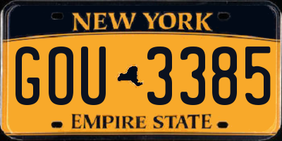 NY license plate GOU3385
