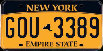 NY license plate GOU3389