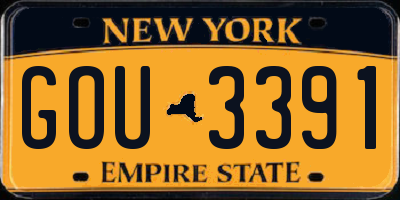 NY license plate GOU3391