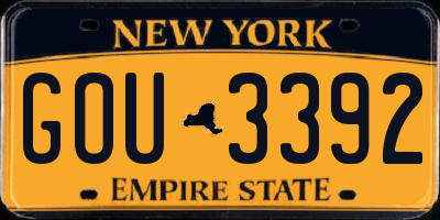 NY license plate GOU3392