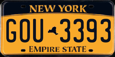 NY license plate GOU3393