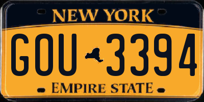 NY license plate GOU3394
