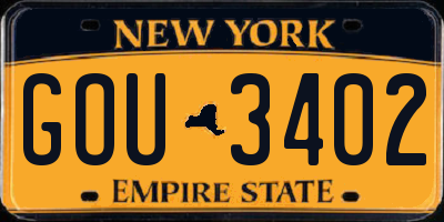 NY license plate GOU3402