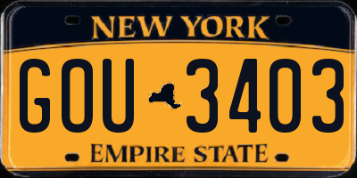 NY license plate GOU3403