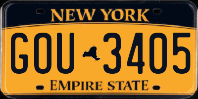 NY license plate GOU3405