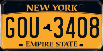 NY license plate GOU3408