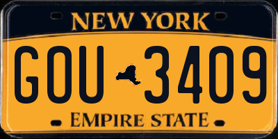 NY license plate GOU3409