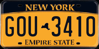 NY license plate GOU3410