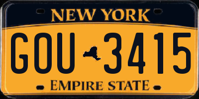 NY license plate GOU3415