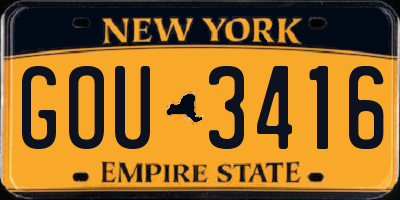 NY license plate GOU3416