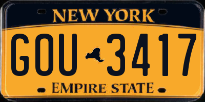 NY license plate GOU3417