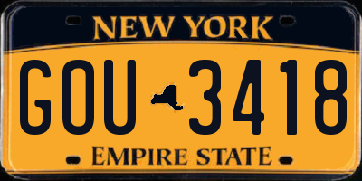 NY license plate GOU3418