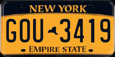 NY license plate GOU3419