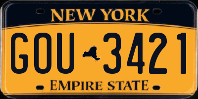 NY license plate GOU3421
