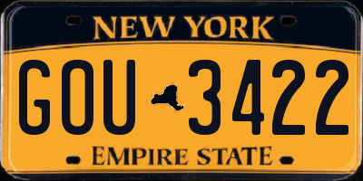 NY license plate GOU3422