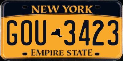 NY license plate GOU3423