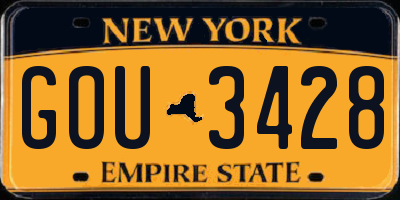 NY license plate GOU3428