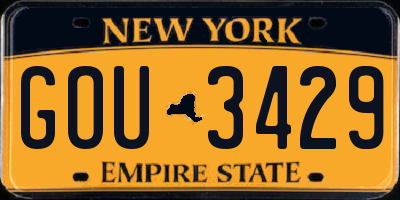 NY license plate GOU3429