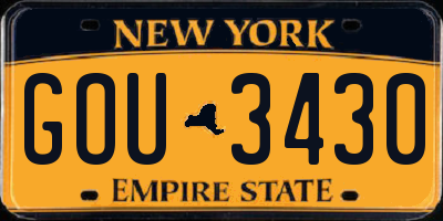 NY license plate GOU3430