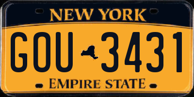 NY license plate GOU3431