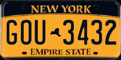 NY license plate GOU3432