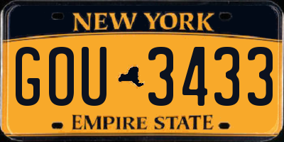 NY license plate GOU3433