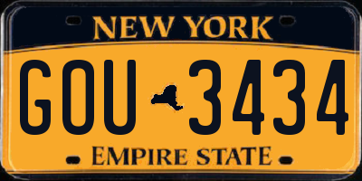 NY license plate GOU3434