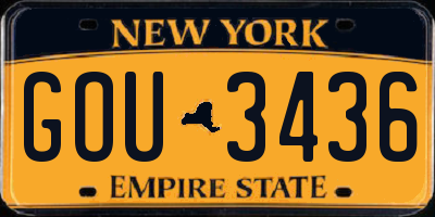NY license plate GOU3436
