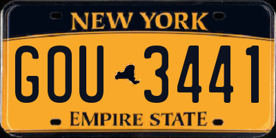 NY license plate GOU3441