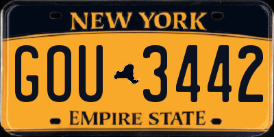 NY license plate GOU3442