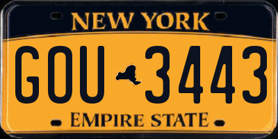 NY license plate GOU3443