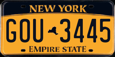 NY license plate GOU3445