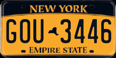 NY license plate GOU3446