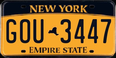 NY license plate GOU3447