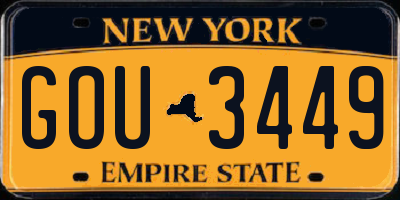 NY license plate GOU3449