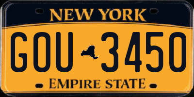 NY license plate GOU3450