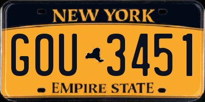 NY license plate GOU3451