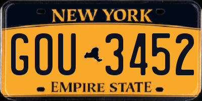 NY license plate GOU3452