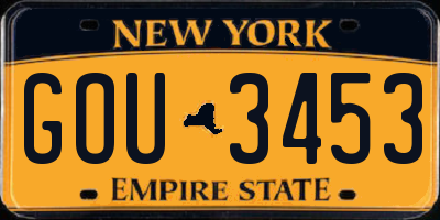 NY license plate GOU3453