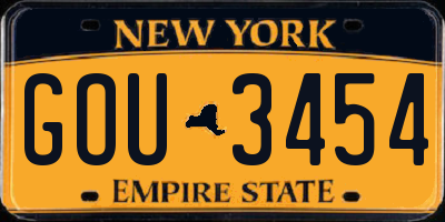 NY license plate GOU3454
