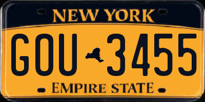 NY license plate GOU3455