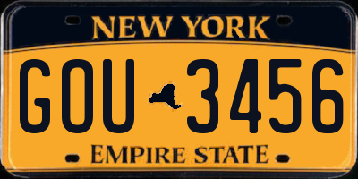 NY license plate GOU3456