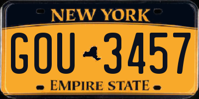 NY license plate GOU3457