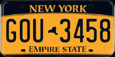 NY license plate GOU3458