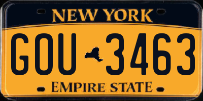 NY license plate GOU3463